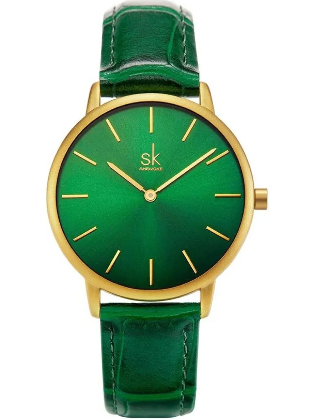Women's Green Creative Simplicity Genuine Leather Ladies Elegant Wrist Watches